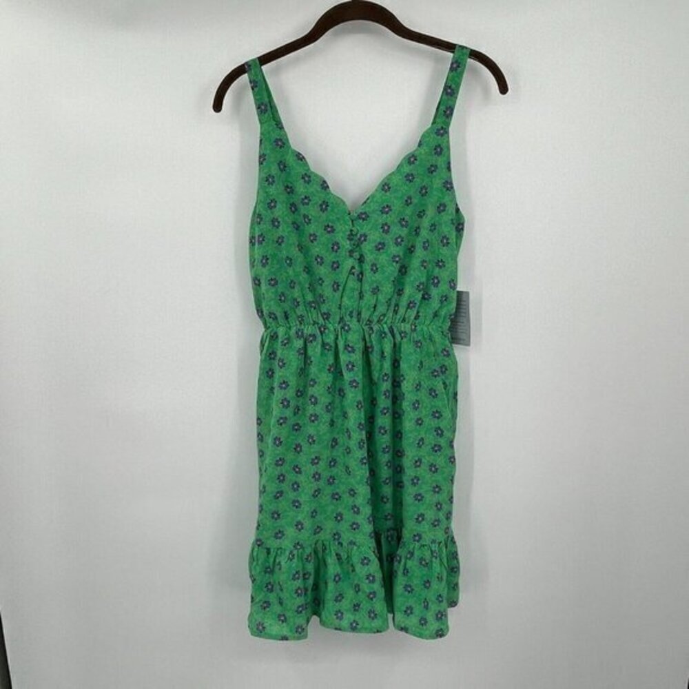Melloday Womens Dress S Green Multi Floral V Neck Sleeveless Lined Sundress New